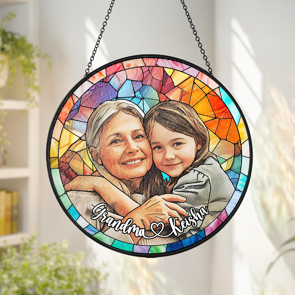 Personalized Mother's Day Memorial Portrait Stained Suncatcher | CWGift43