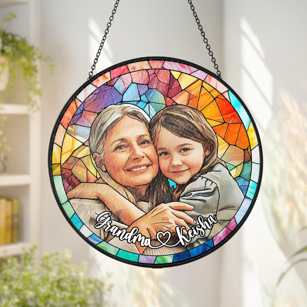 Personalized Mother's Day Memorial Portrait Stained Suncatcher | CWGift43