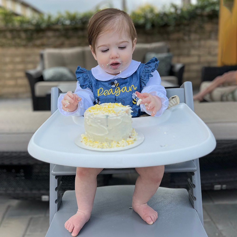 Personalized Baby Adorable BEE Denim Bubble Romper | CWBaby463