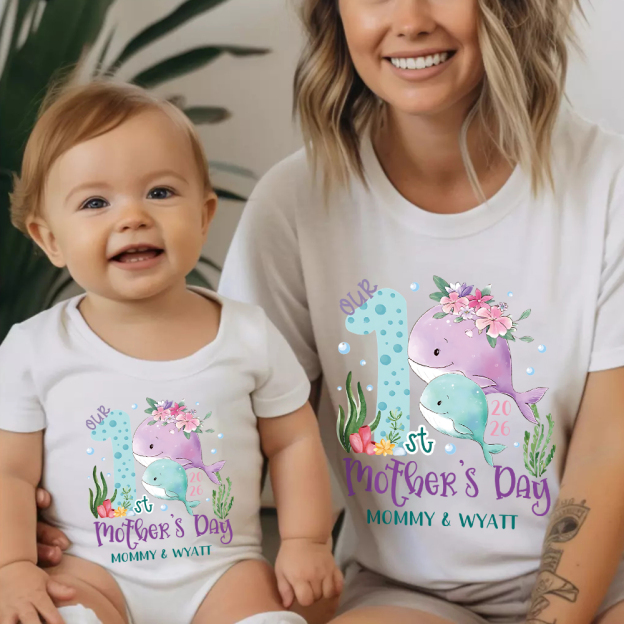 Personalized First Mother's Day Mommy and Baby Outfit | CWFamily129