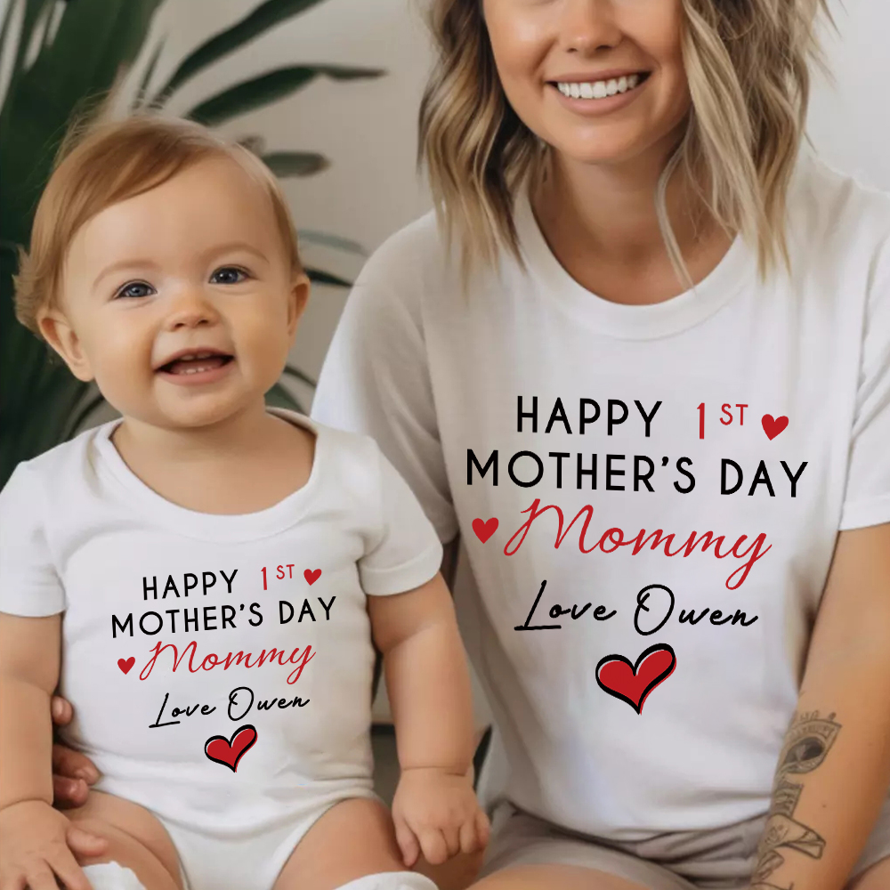 Personalized First Mother's Day Mommy and Baby Outfit | CWFamily140