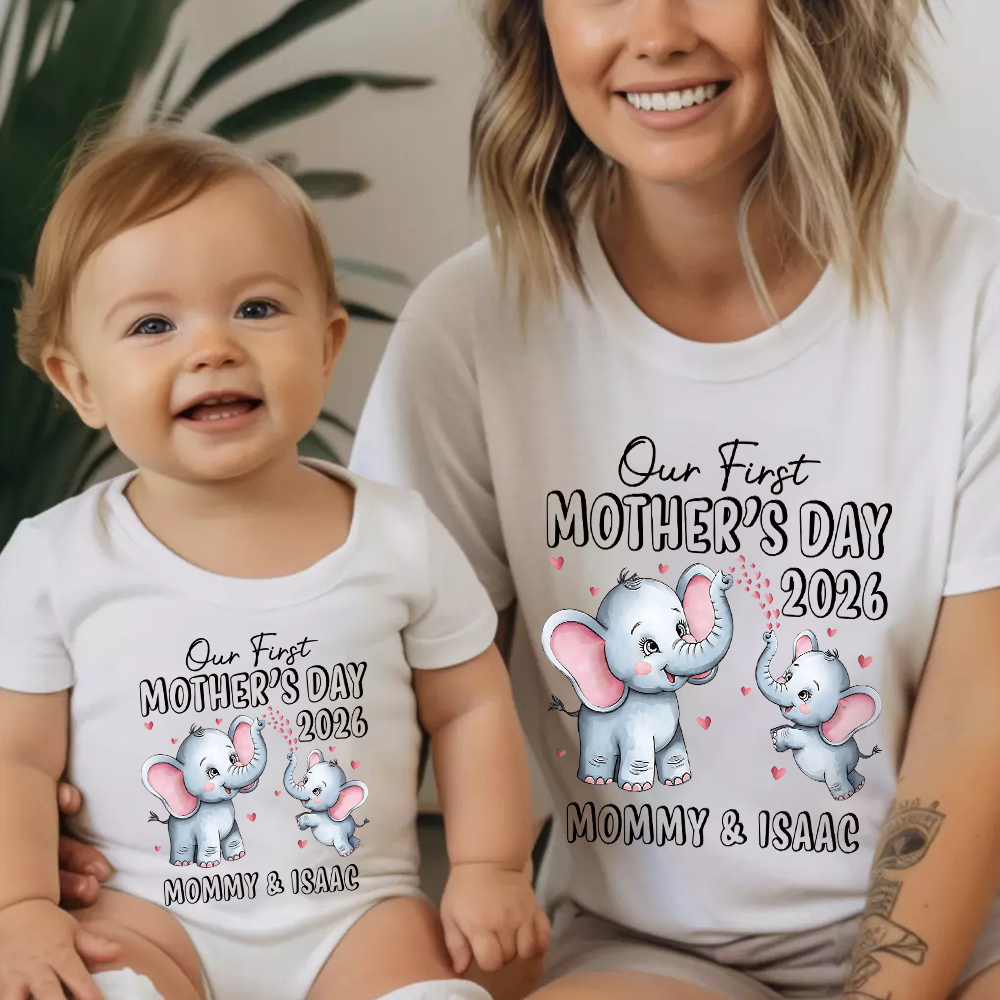 Personalized First Mother's Day Mommy and Baby Outfit | CWFamily142
