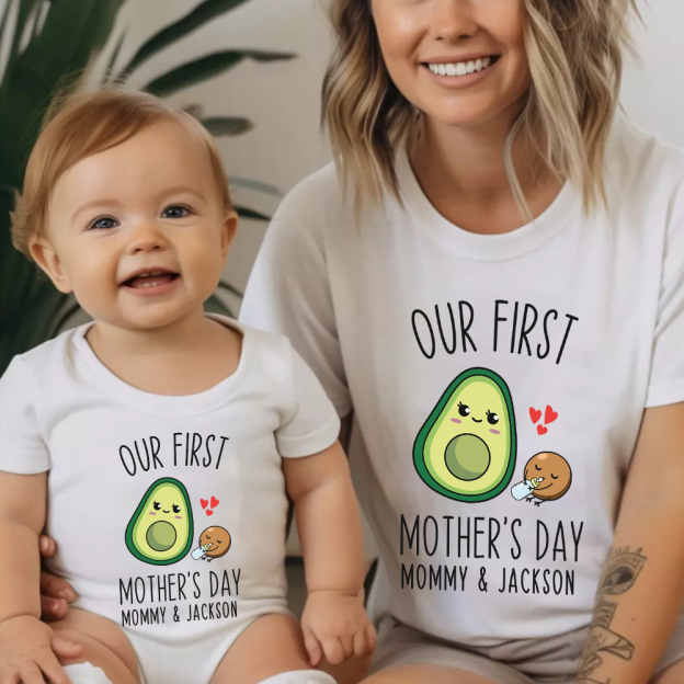 Personalized First Mother's Day Mommy and Baby Outfit | CWFamily143