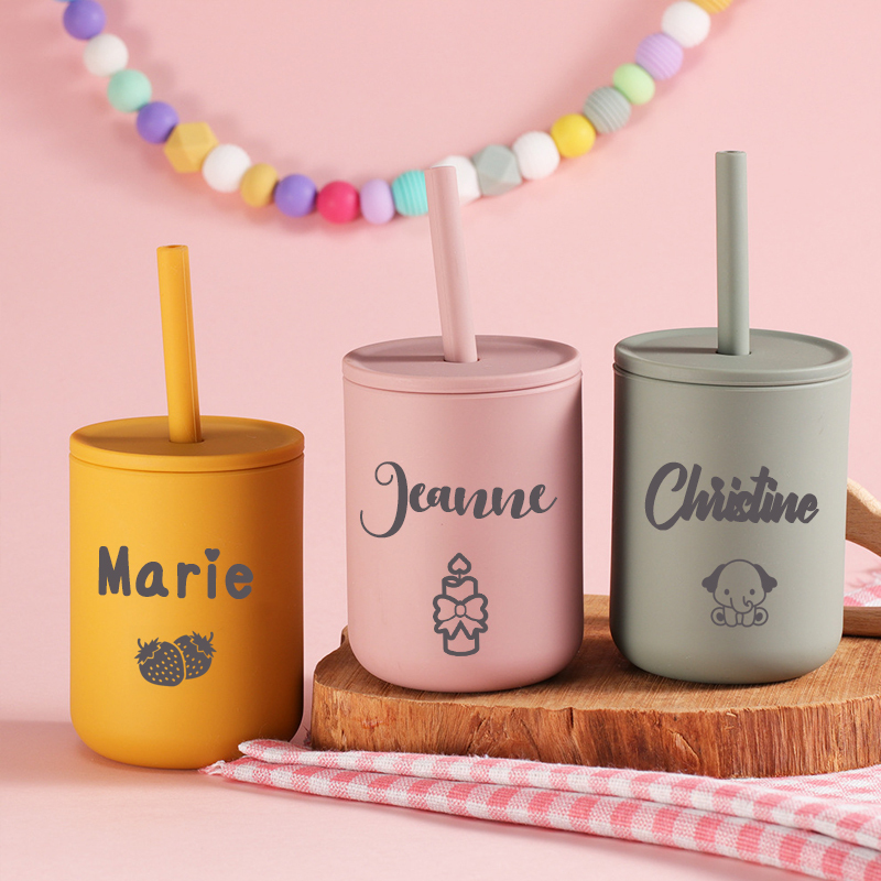 Personalised Baby Food Grade Sippy Silicone Cup  | CWBaby65