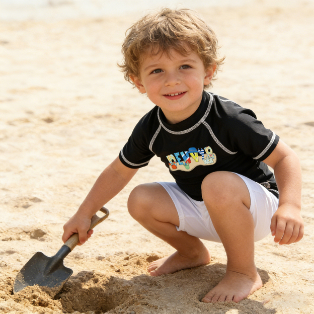 Personalized Kid Summer Beach Swim Suit Shirt | CWBeach232