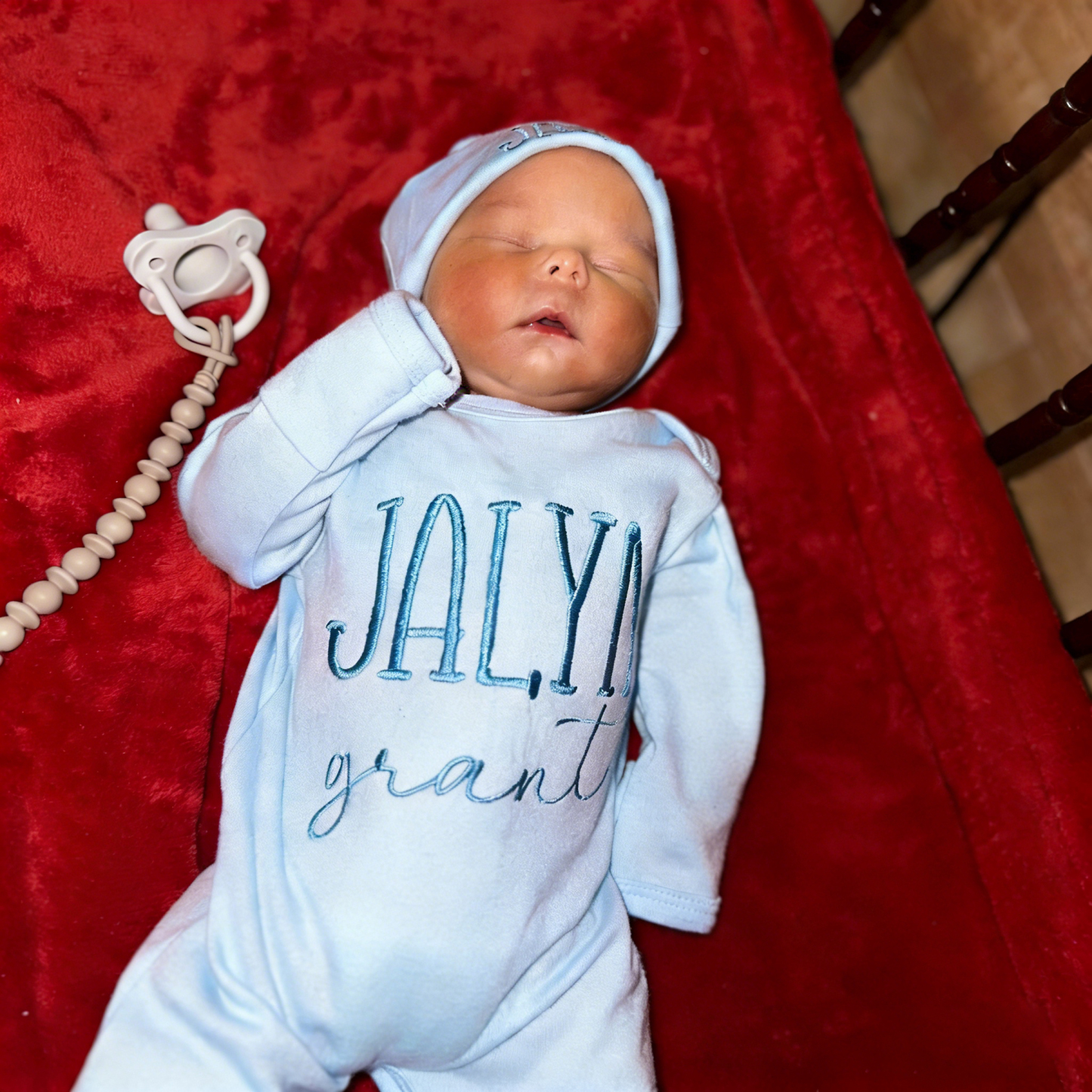 Personalized Embroidery Baby Coming Home Romper and Hat Set | CWBaby472