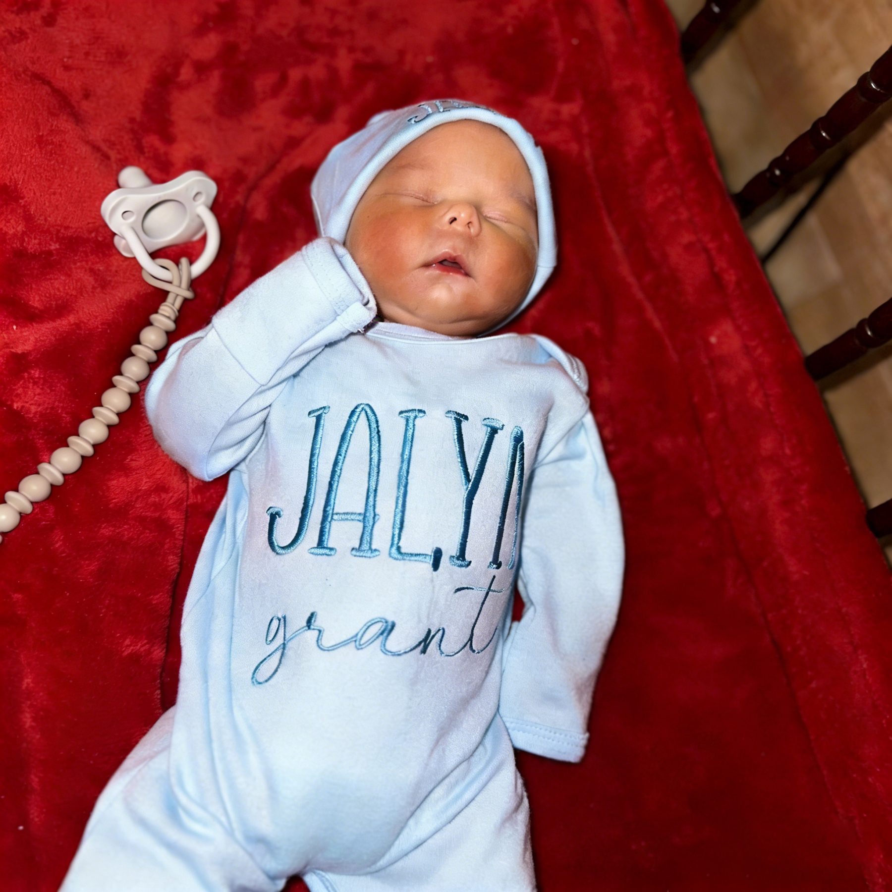 Personalized Embroidery Baby Coming Home Romper and Hat Set | CWBaby472