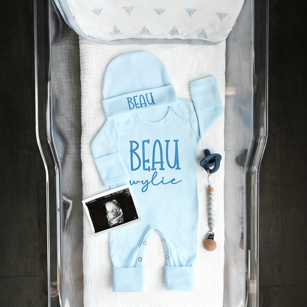 Personalized Baby Coming Home Romper and Hat Set | CWBaby473