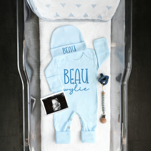 Personalized Baby Coming Home Romper and Hat Set | CWBaby473