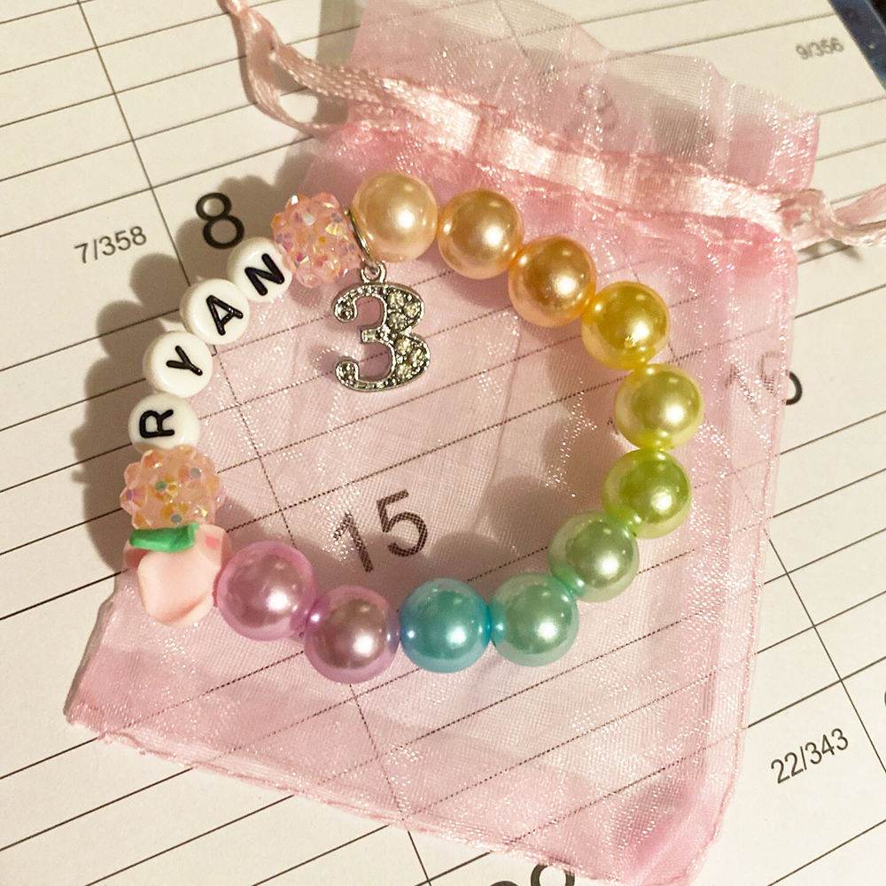 Personalized Kids Lovely Birthday Bead Bracelet With Name | CWBeach233