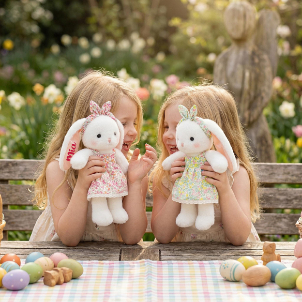 Personalized Floral Bunny Plush Huggable Toy | CWToy184