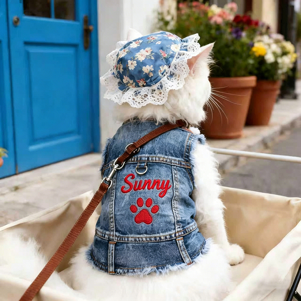 Personalized Embroidered Pet Denim Jacket | BKPet464