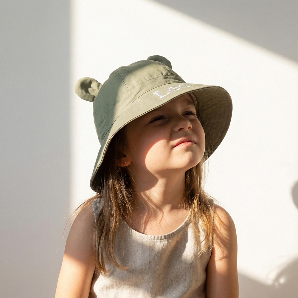 Personalized Embroidery Baby Sun Hat with Bear Ears | CWBeach236