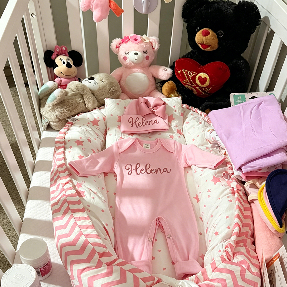 Personalized Embroidery Baby Girl Coming Home Romper and Hat Set | CWBaby488