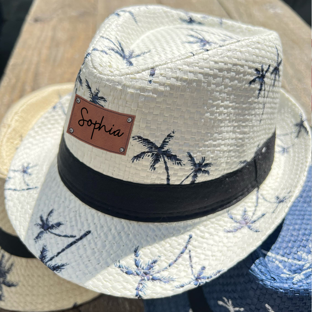 Personalized Summer Leather Patch Straw Hat for Comfort & Unique | CWBeach105
