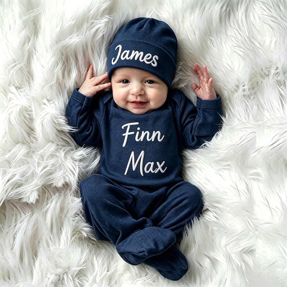 Personalized Embroidery Baby Girl Coming Home Romper and Hat Set | CWBaby488
