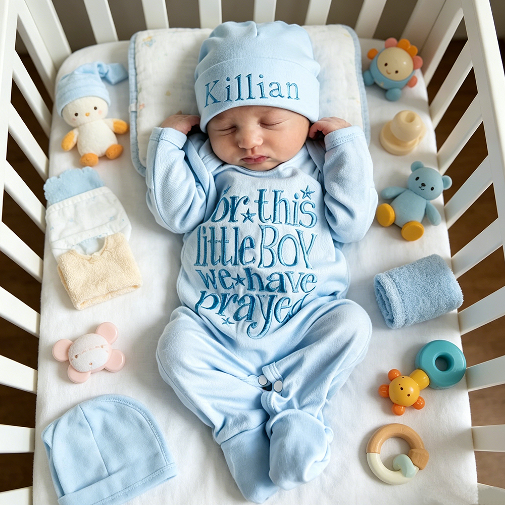 Personalized Embroidery Baby Boy Coming Home Outfit | CWBaby496