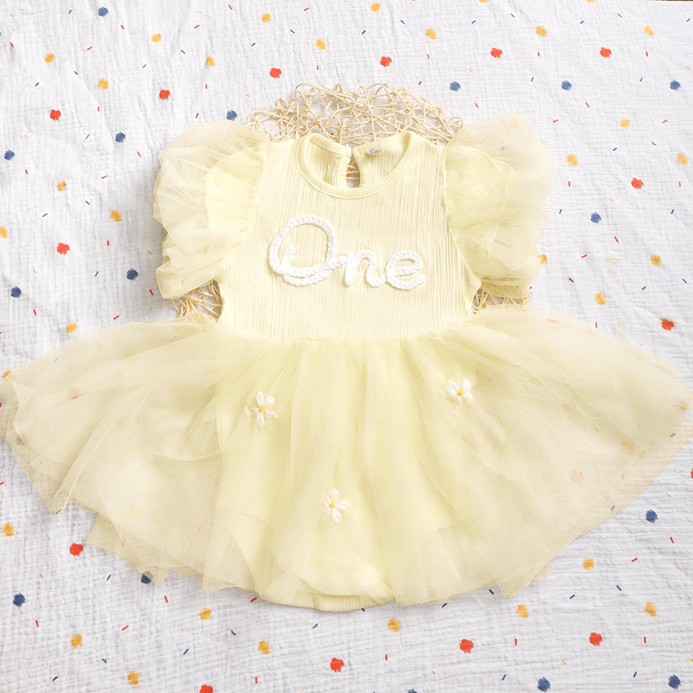 Personalized Hand Embroidered Baby Girl Tutu Dress | CWBaby428