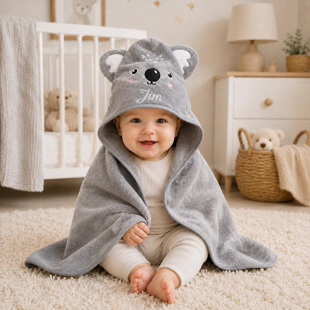 Personalized Embroidered Baby Animal Hooded Towel  | CWBaby502