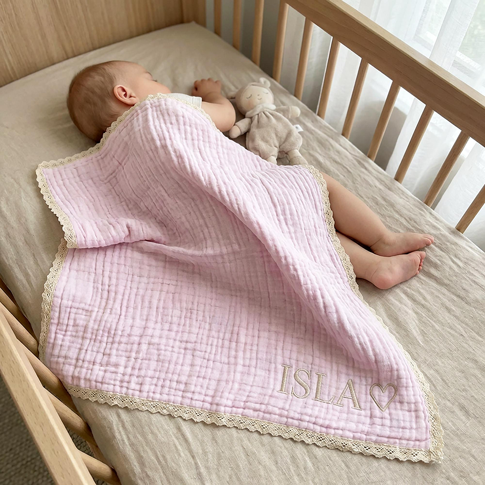 Personalized Embroidered Name Baby Swaddle Blanket for Unique Gift | CWBaby78