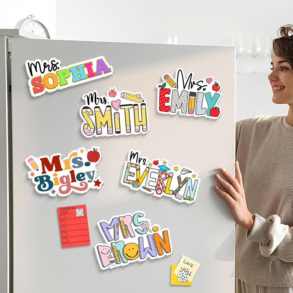 Personalized Illustrated Teacher Name Fridge Magnet | CWGift69