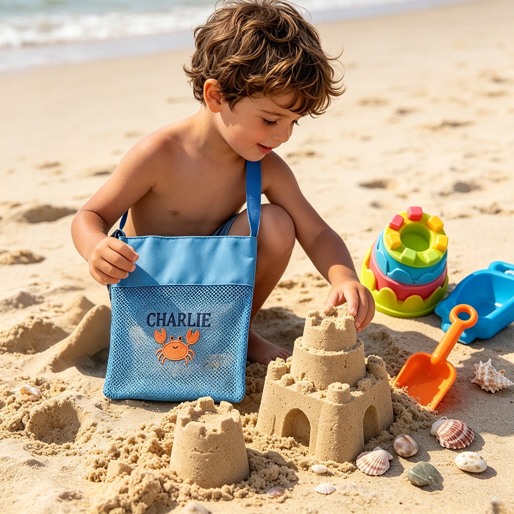 Personalized Embroidered Mesh Beach Bag For Kids | CWBeach252