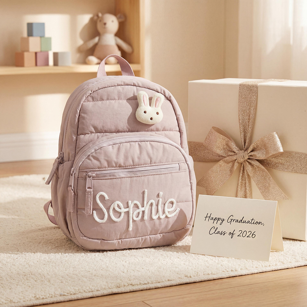 Personalized Hand Embroidery Quilted Baby Backpack | CWPack370