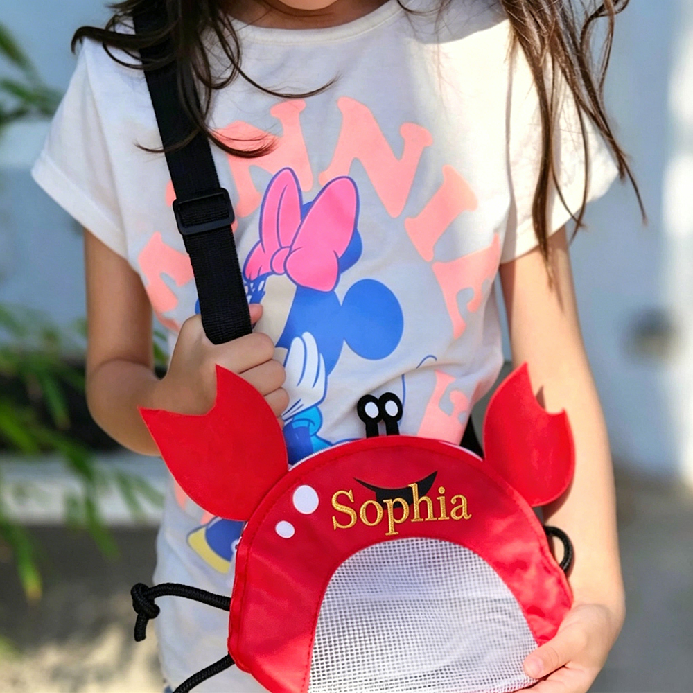 Personalized Embroidery Crab Seashell Zipper Mesh Beach Bag | CWBeach255