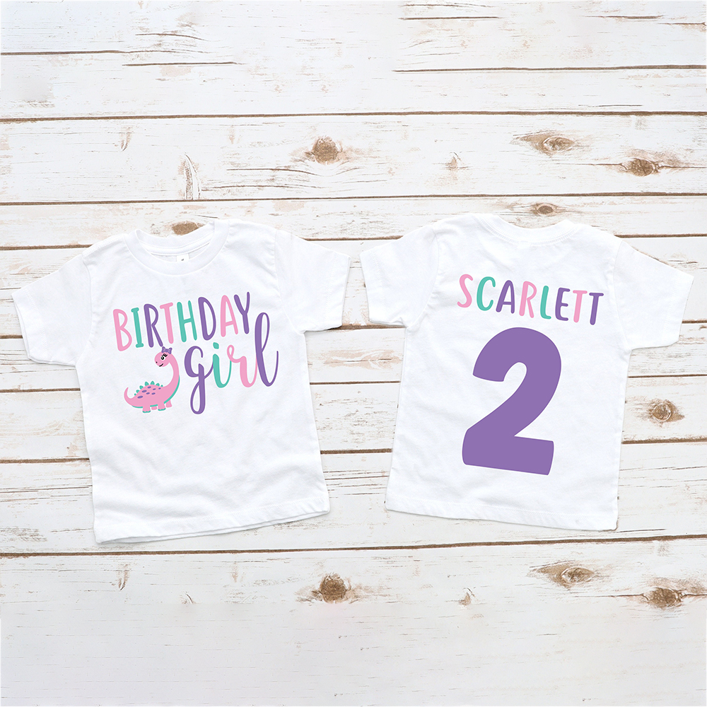 Personalized Cute Dinosaur Girl Birthday T-Shirt | inBirth17
