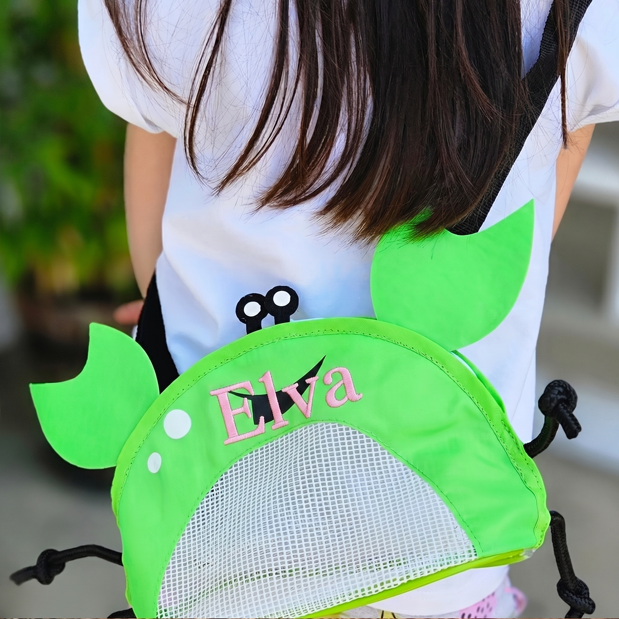 Personalized Embroidery Crab Seashell Zipper Mesh Beach Bag | CWBeach255