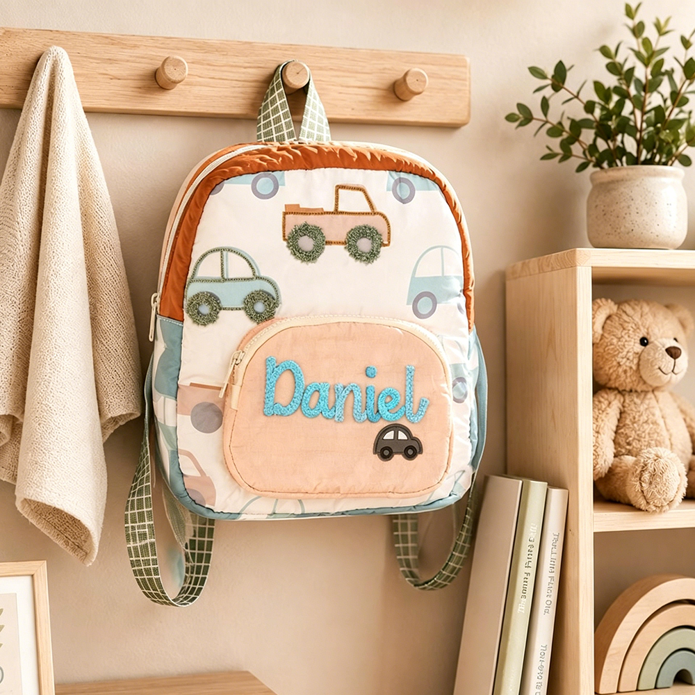 Personalized Hand Embroidery Kids Car Backpack | CWPack379