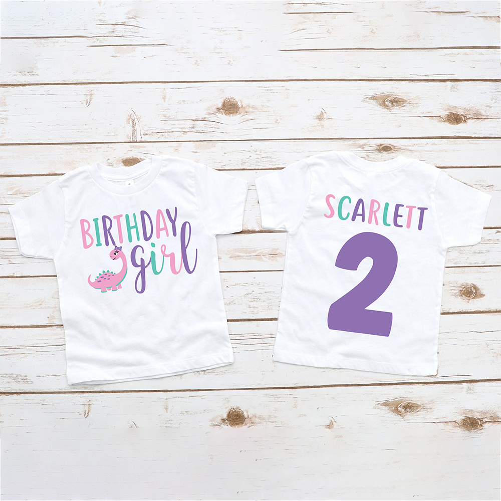 Personalized Cute Dinosaur Girl Birthday T-Shirt | inBirth17