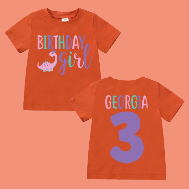 Personalized Cute Dinosaur Girl Birthday T-Shirt | inBirth17