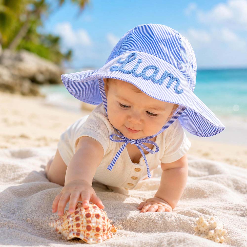 Personalized Lovely Baby Striped Sun Hat | CWBeach257