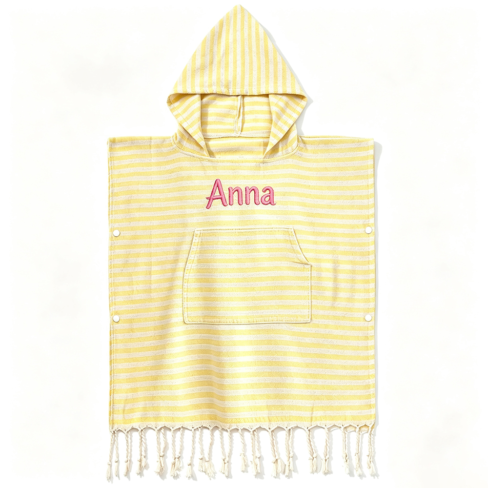 Personalized Embroidered Kids Stripe Hooded Beach Poncho | CWBeach262