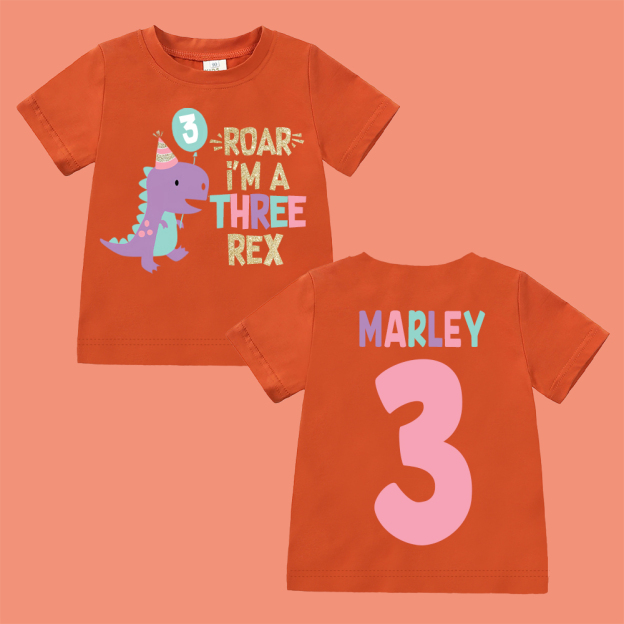 Personalized ROAR Dinosaur Theme Birthday T-Shirt | inBirth18