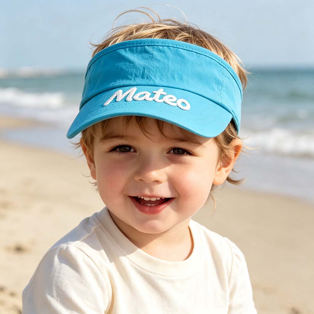 Personalized Hand Embroidery Kids Open-Top Summer Hat | CWBeach260