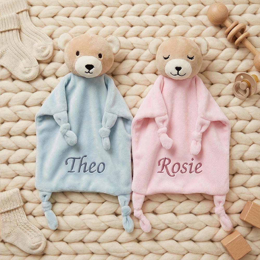 Personalized Embroidered Cute Animal Baby Security Blanket | CWToy199