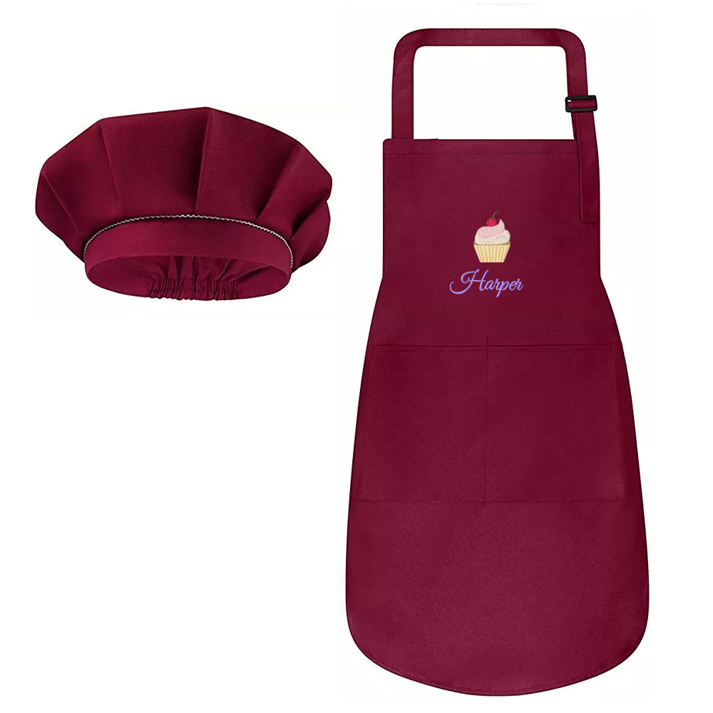 Personalized Embroidery Color Apron and Hat Set for Kid | Apron26