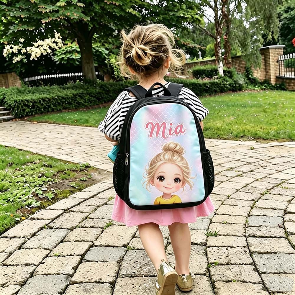 Personalized Cartoon Girl Backpack Set | CWPack386