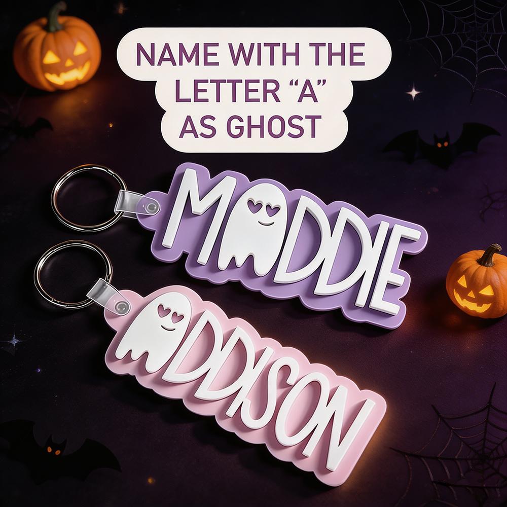 Personalized Halloween Name Tag Keychain | CWHalloween77