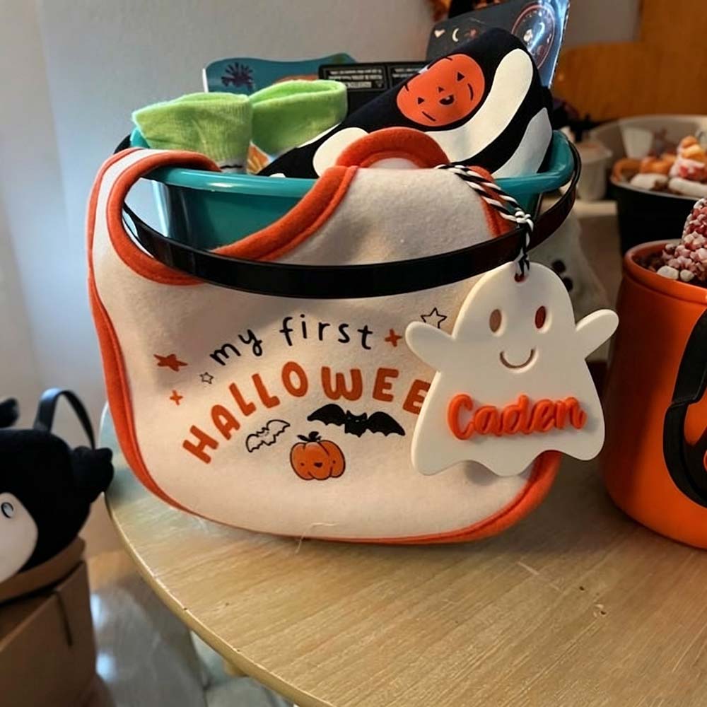 Personalized Halloween Cute Ghost Name Boo Basket Tag | CWHalloween88