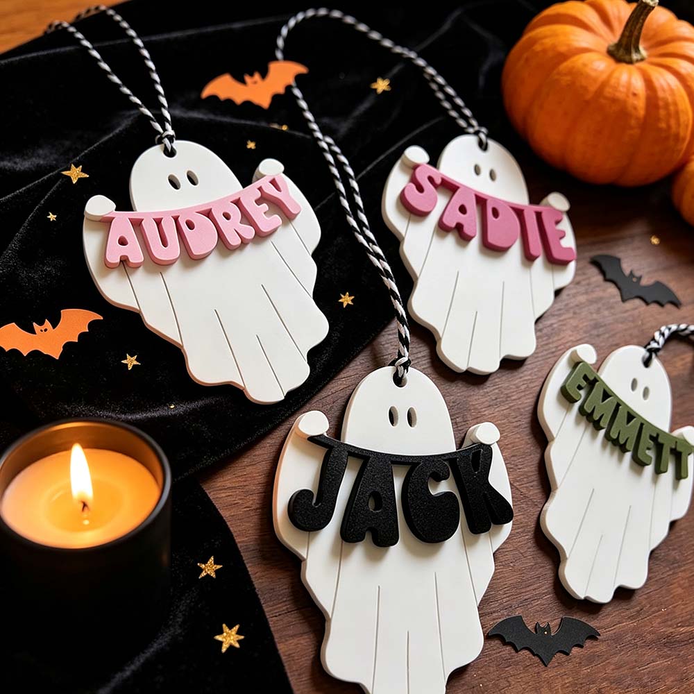 Personalized Halloween Cute Ghost Name Boo Basket Tag | CWHalloween89