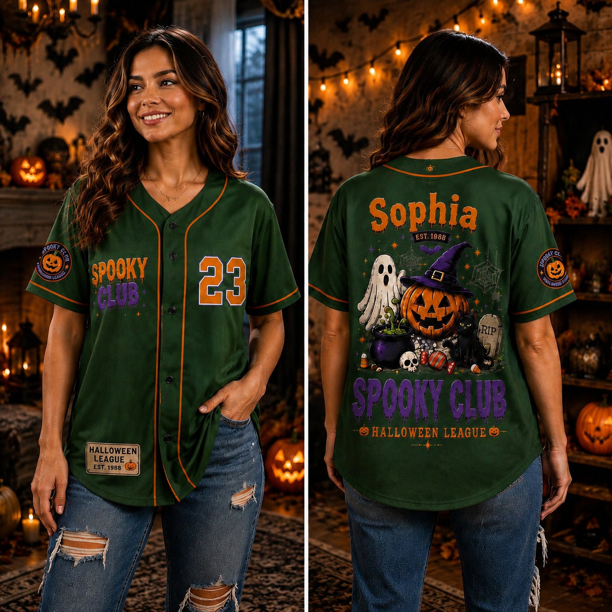 Personalized Halloween Button Up Baseball Jersey For Kid & Adult | CWHalloween90