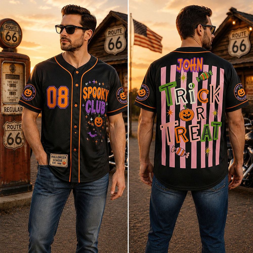 Personalized Halloween Button Up Baseball Jersey For Kid & Adult | CWHalloween94