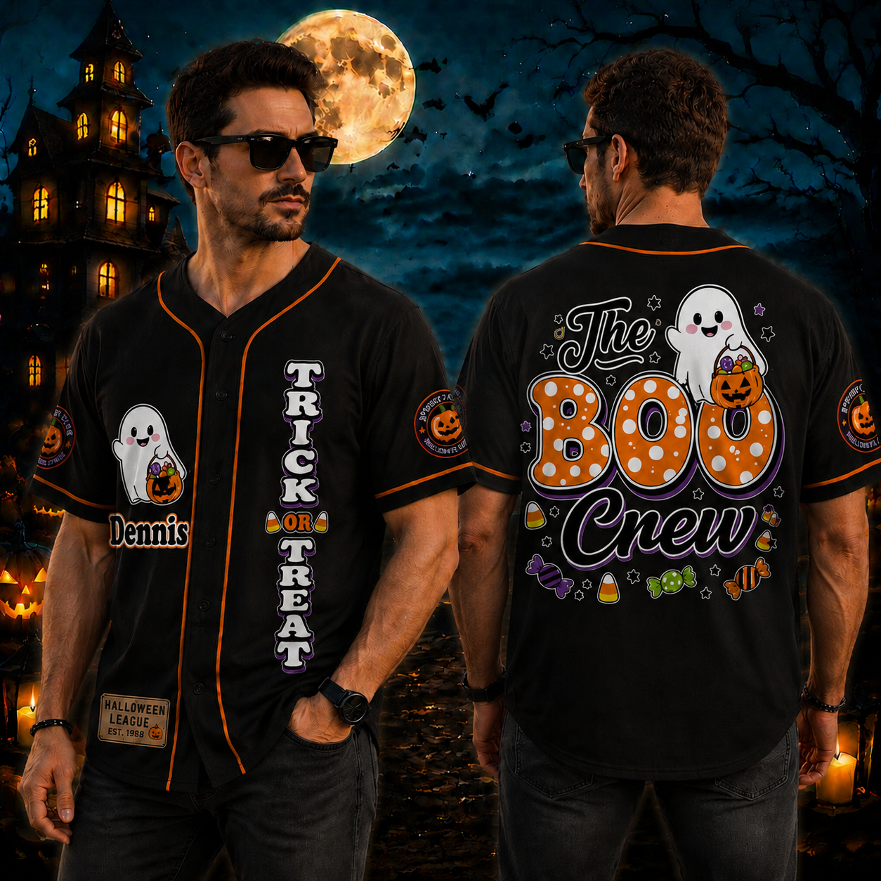 Personalized Halloween Button Up Baseball Jersey For Kid & Adult | CWHalloween110