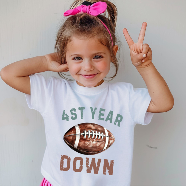 Personalized First Year Down Football Birthday T-Shirt | inBirth20