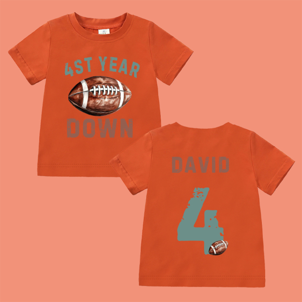Personalized First Year Down Football Birthday T-Shirt | inBirth20