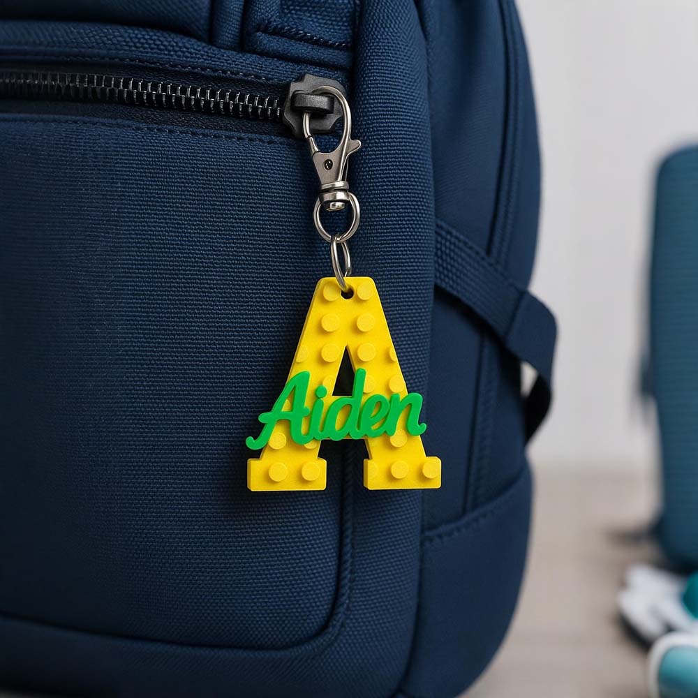 Personalized 3D Printed Brick Style Name Keychain | CWGift93