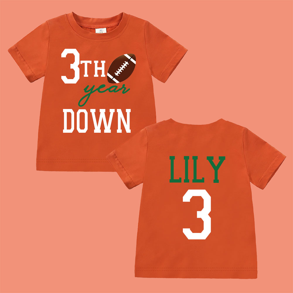 Personalized Three Year Down Football Birthday T-Shirt | inBirth21